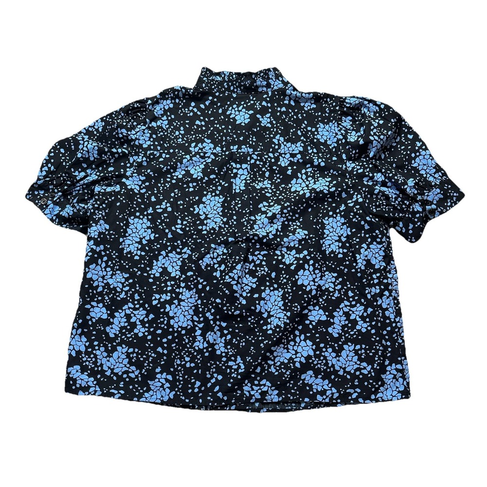 Who What Wear Floral Puff Sleeve Ruffled Collar Blouse XL 100% Cotton Office - Picture 5 of 8